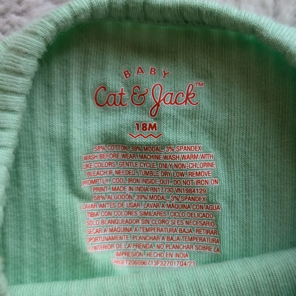 Cat & Jack Mint Green Pink Top And Shorts 18 Months